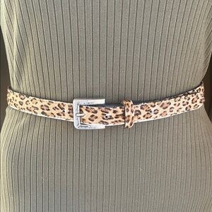 Leopard print calf hair belt